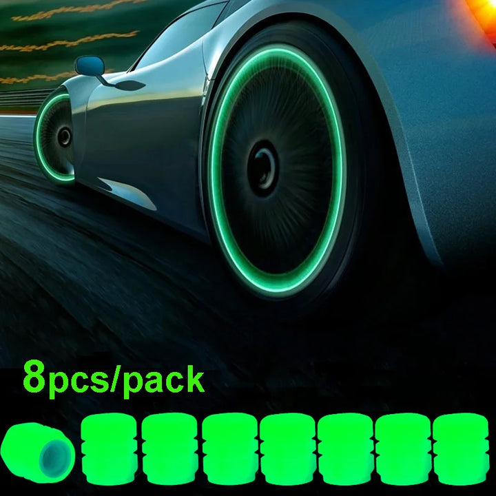 GlowRide™ Luminous Tire Valve Caps – Night Glowing Wheel Decor