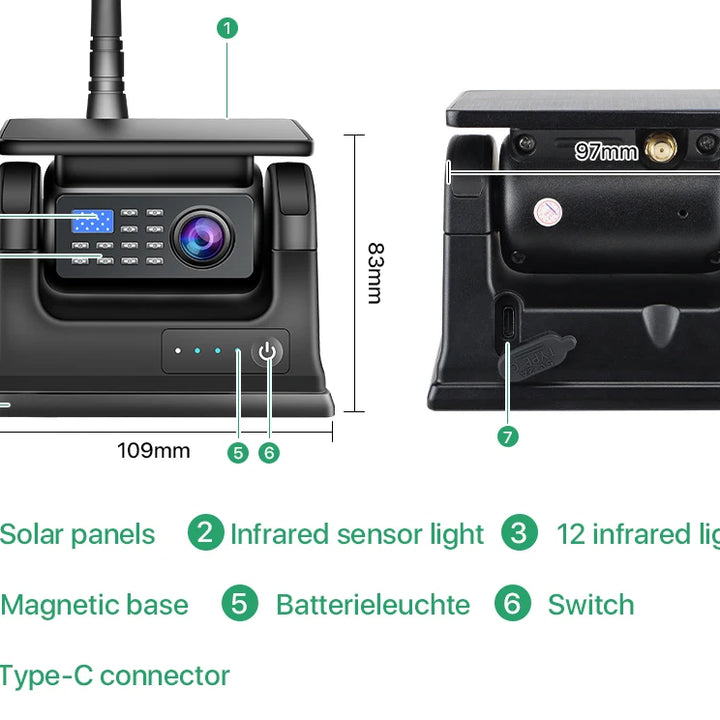 Solar Magnetic Backup Camera 5G WiFi – 1080P IR Night Vision Trucks & RVs