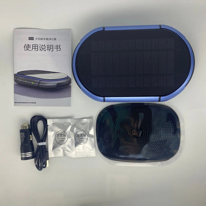 Solar Car Air Purifier USB Rechargeable – Negative Ion Deodorizer Odor Remover