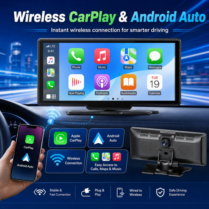Portable Wireless CarPlay Android Auto Touchscreen – Universal Car Stereo