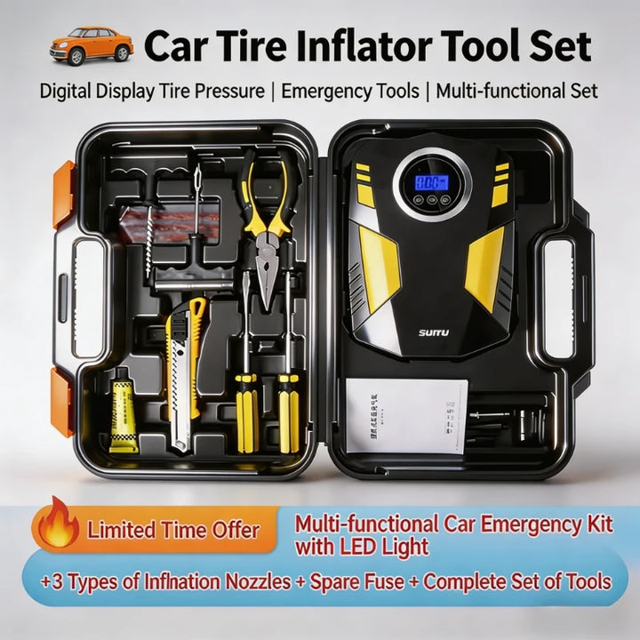 Digital Tire Inflator 150 PSI 12V – Portable Air Compressor Car & Motorcycle