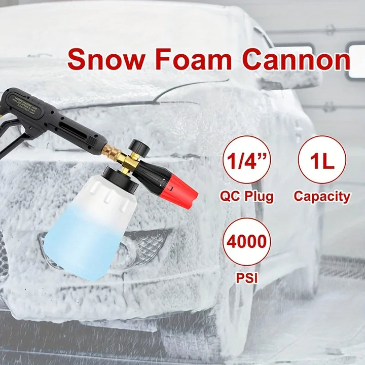 Adjustable Foam Cannon 1L – 5 Nozzles 1/4 Quick Connect for Pressure Washers