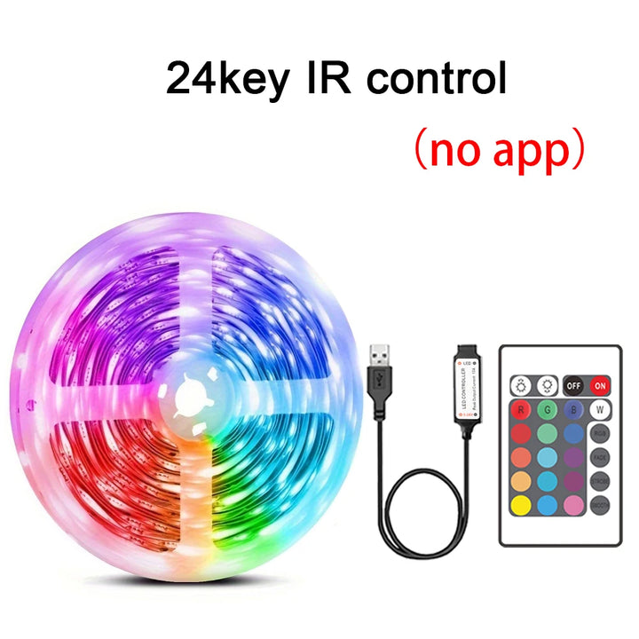 USB 5V RGB LED Strip Lights – Music Sync Remote Control Flexible Ribbon Lamp
