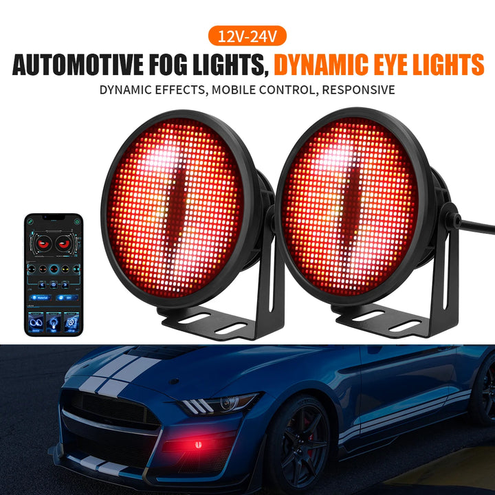 3-Inch APP Angel Eyes LED DRL Fog Lights – Dynamic Blink Screen Pair 12-24V