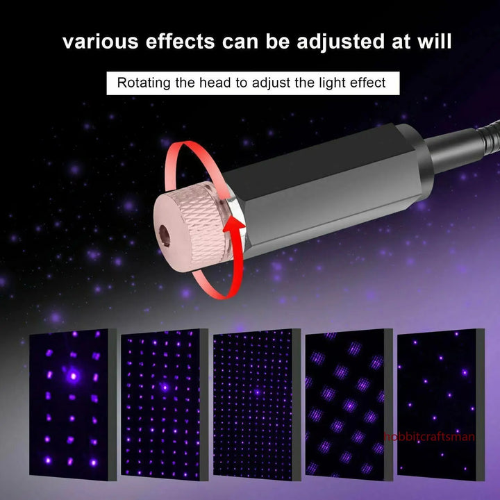 USB Star Night Projector – Galaxy Atmosphere Lamp Car Roof & Ceiling Decor