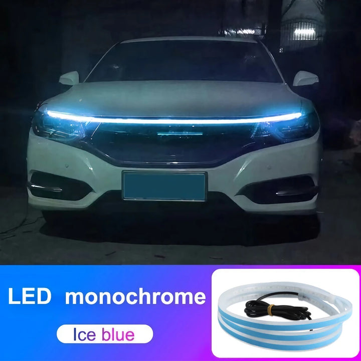 LED DRL Hood Light Strip – Flexible Waterproof Daytime Running Headlight Lamp