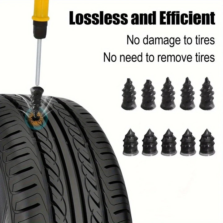 Emergency Tire Repair Kit – Heavy-Duty Rubber Plugs & Glue Cars Trucks RVs