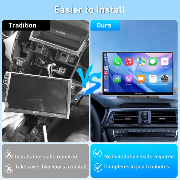 7/9-Inch Portable Wireless CarPlay Android Auto Screen – HD DVR