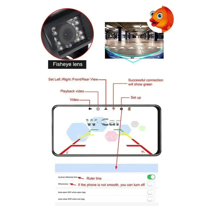 WiFi Wireless Backup Camera 1080P – IP68 Waterproof IR Night Vision Truck & RV