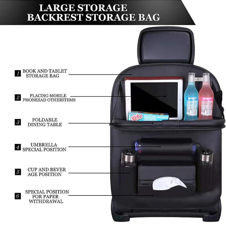LuxRide PU Leather Car Seat Organizer