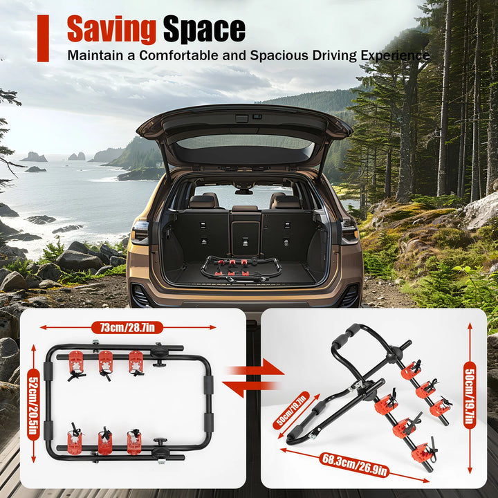 RideMate™ Pro 3-Bike Trunk Rack — Heavy-Duty, Foldable, Universal Fit