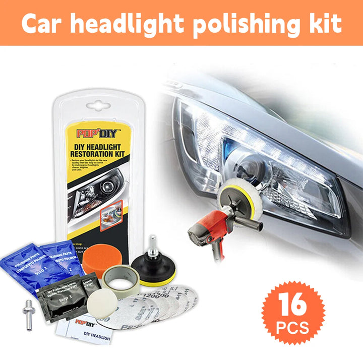 16-Piece Headlight Lens Restoration Kit – Polish & Repair Foggy Lamps DIY