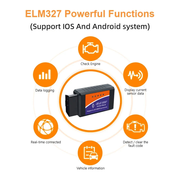 ELM327 V2.1 Bluetooth OBD2 Scanner – Car Fault Code Reader Android & iOS