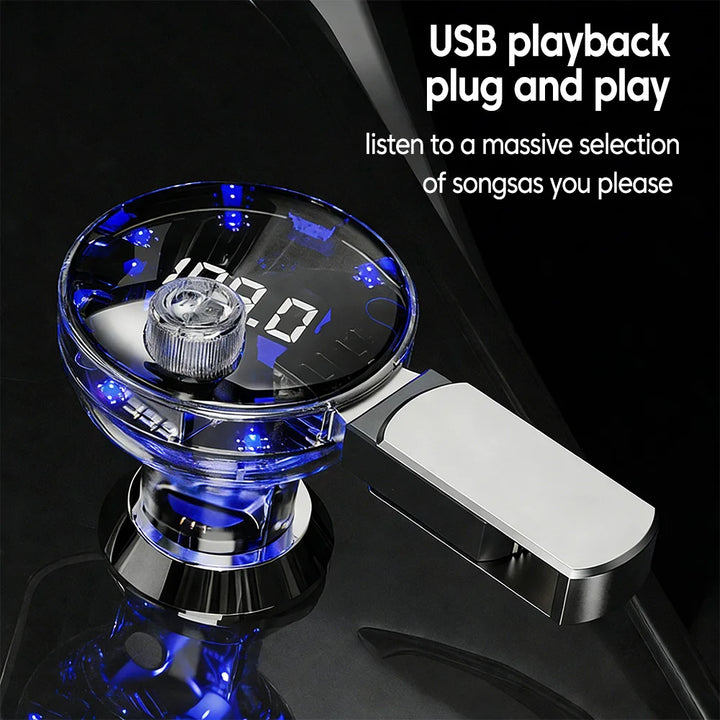 Bluetooth 5.3 FM Transmitter USB-C Dual Charger – Hands-Free Ambient Light