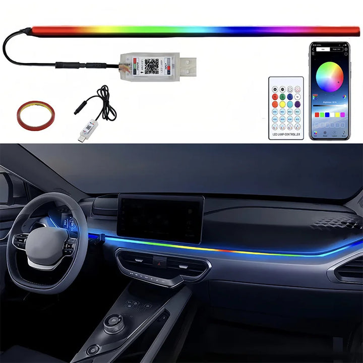 RGB LED Car Interior Ambient Light Kit – APP Remote Acrylic Dashboard Strips