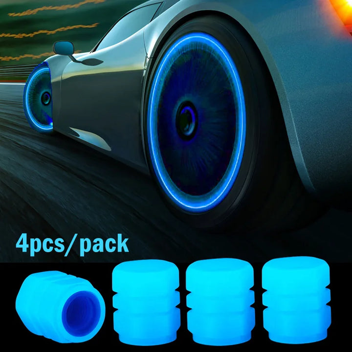 GlowRide™ Luminous Tire Valve Caps – Night Glowing Wheel Decor