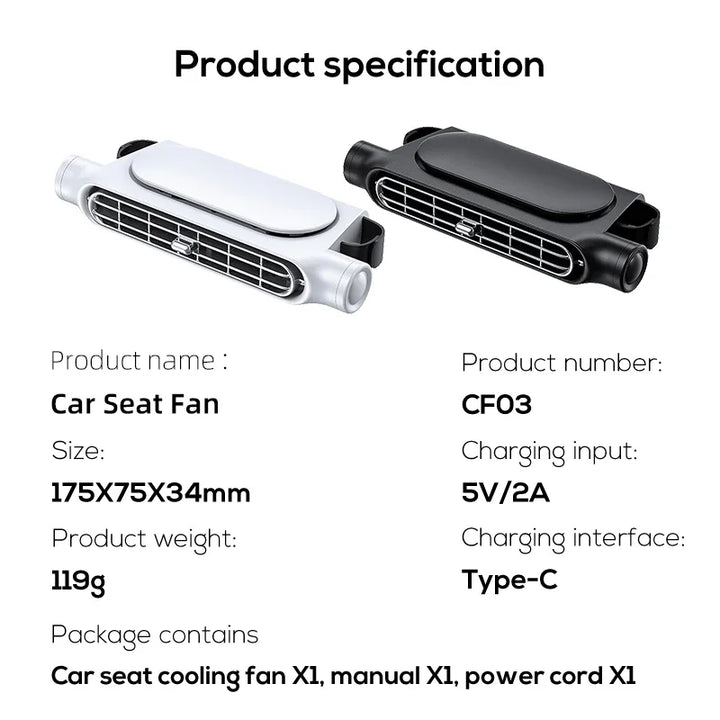 CoolBreeze™ 360° USB Car Seat Fan