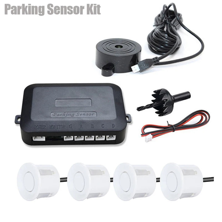 Universal Parking Sensor Kit – 4 x 22mm Sensors Buzzer Reverse Backup Radar 12V