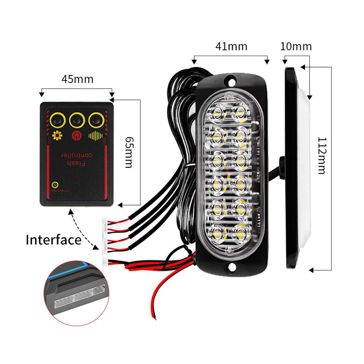 4-in-1 LED Grille Strobe Warning Light – Emergency Flash 12/24V Truck & SUV