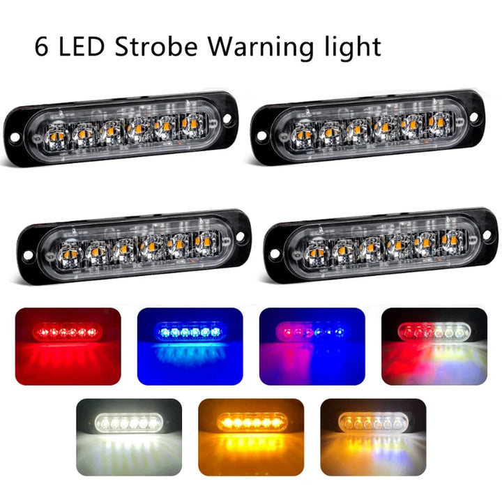 6-LED Grille Strobe Warning Light – Emergency Flash Car & Truck 12/24V