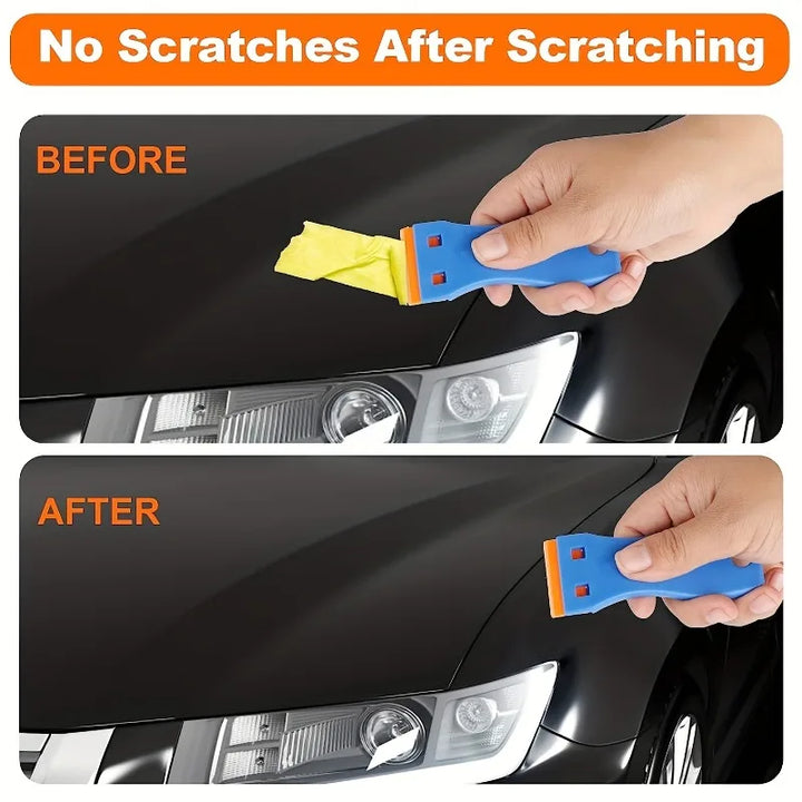Car Sticker & Film Removal Scraper Set – Paint-Safe Plastic Multi-Use Blade Tool