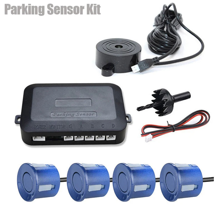Universal Parking Sensor Kit – 4 x 22mm Sensors Buzzer Reverse Backup Radar 12V
