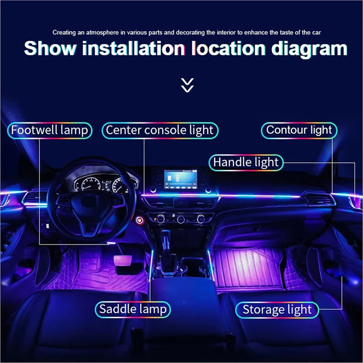 LumiGlow™ 68-Color RGB LED Car Ambient Lighting Kit