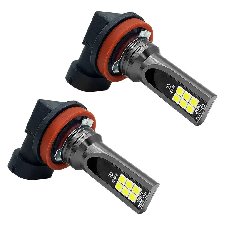 LED Fog Light Bulbs H8/H11/9005/9006 – 6000K Super Bright DRL Pair 12/24V