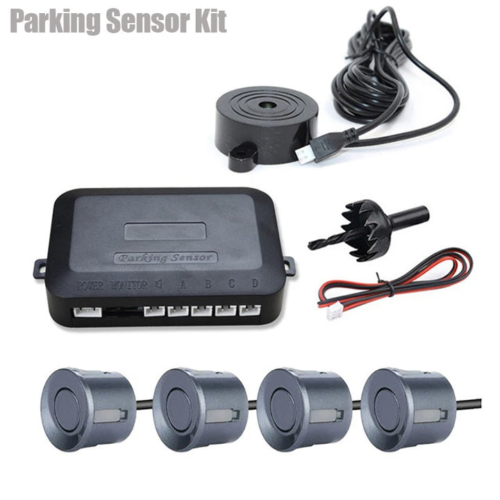 Universal Parking Sensor Kit – 4 x 22mm Sensors Buzzer Reverse Backup Radar 12V
