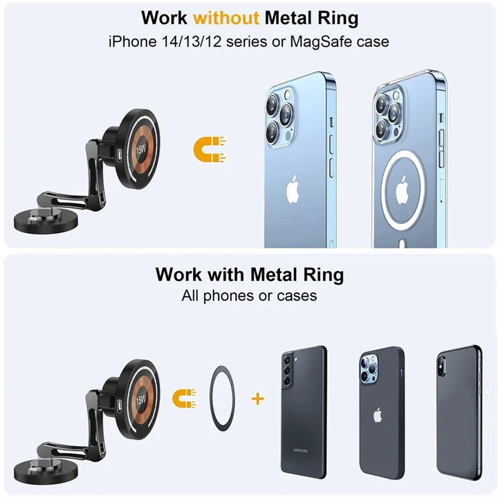Magnetic Car Wireless Charger Stand – Fast Charge Mount for iPhone 12 to 15
