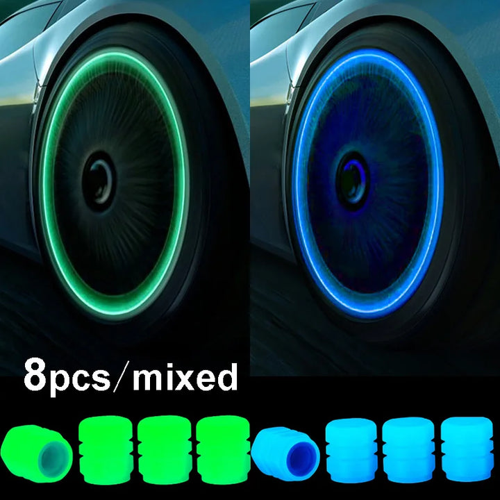 GlowRide™ Luminous Tire Valve Caps – Night Glowing Wheel Decor