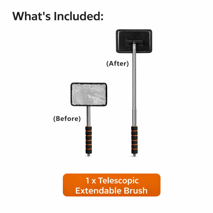 Extendable Microfiber Window Brush – Interior Windshield Glass Cleaner Car Tool