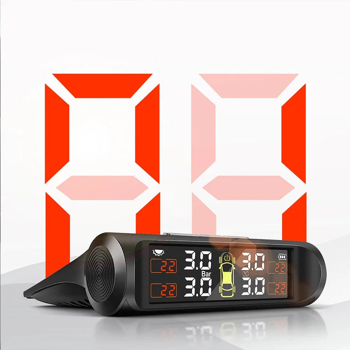 Solar TPMS Tire Pressure Monitor – 4 Internal & External Sensors System Display