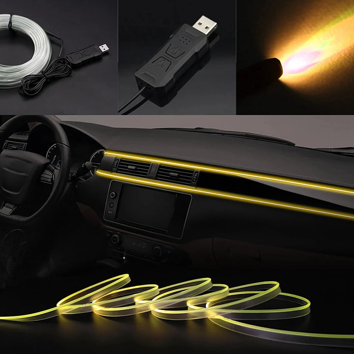 RGB Car Interior LED Strip 2-5M – Fiber Optic Invisible USB APP Control