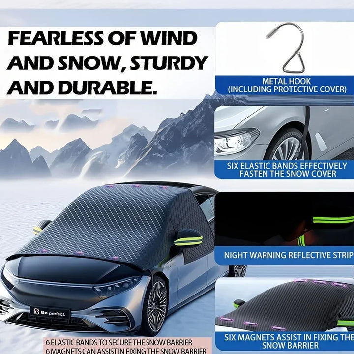 3-Window Car Windshield Cover – Frost Snow Blocker & UV Sun Shade Protection