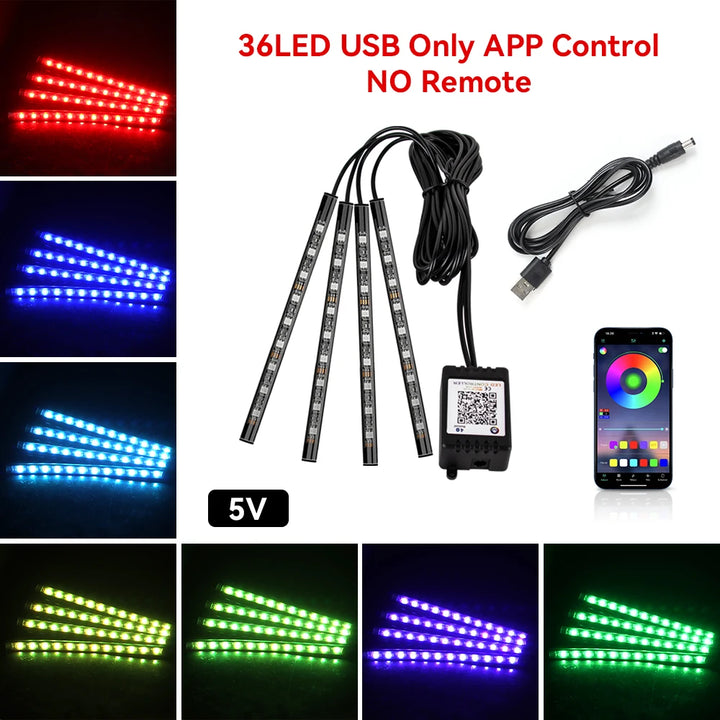 LumiRide™ RGB LED Car Interior Strip Lights