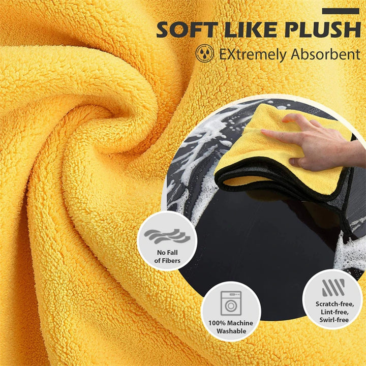 Thick Microfiber Car Drying Towel – Dual-Layer Streak-Free Cloth Pack Options