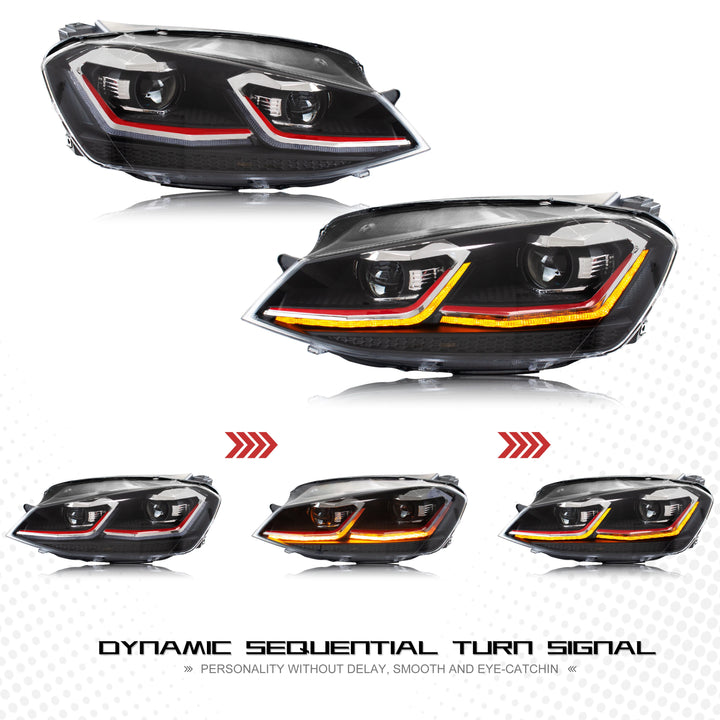LED Headlight Assembly VW Golf MK7 2012-2017 – Dynamic Sequential Turn Signal