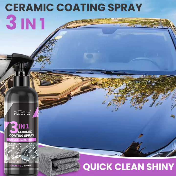 3-in-1 Ceramic Coating Spray – Nano Hydrophobic Paint Protection & High Gloss