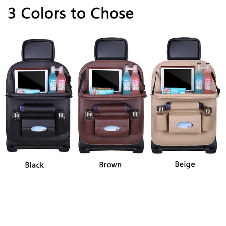 LuxRide PU Leather Car Seat Organizer