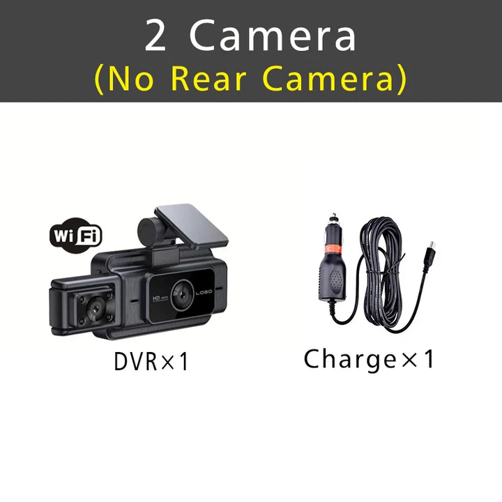 WiFi 3-Channel Dash Cam 1080P – Front Rear & Cabin Interior Black Box Recorder