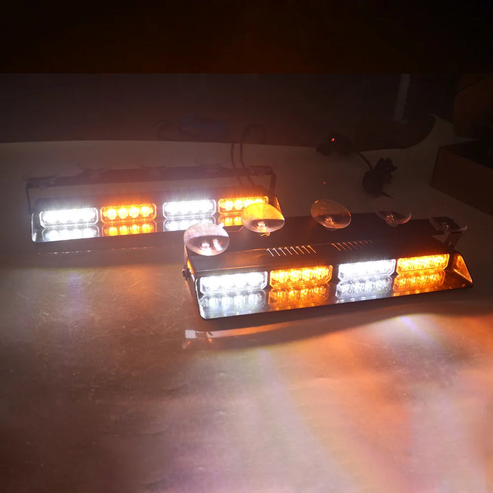 Emergency Dash Strobe Lights 36 LED – 2x14.7in Amber/White Hazard Flash Bars