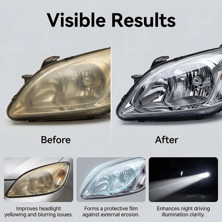 Headlight Restoration Spray Kit – UV Protection Polish for Clear Night
