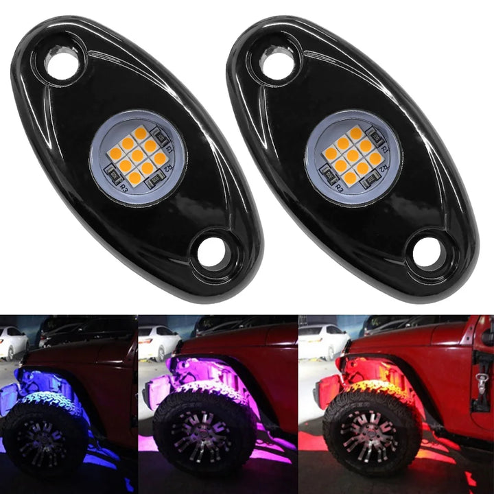 Waterproof LED Rock Lights – Underbody Glow Jeep ATV Truck SUV Off-Road Pair