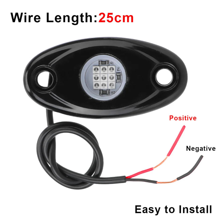Waterproof LED Rock Lights – Underbody Glow Jeep ATV Truck SUV Off-Road Pair