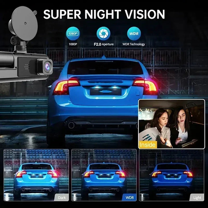 2/3-Channel Dash Cam 1080P – WiFi Cabin Interior Car DVR Three-Way Recorder
