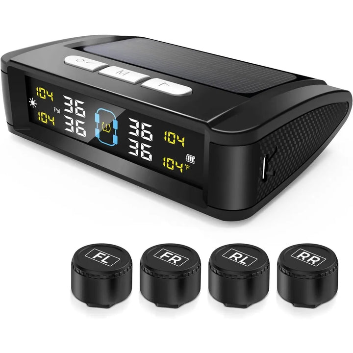 Universal Solar TPMS – 4 Sensors Tire Pressure & Temperature Alarm Display