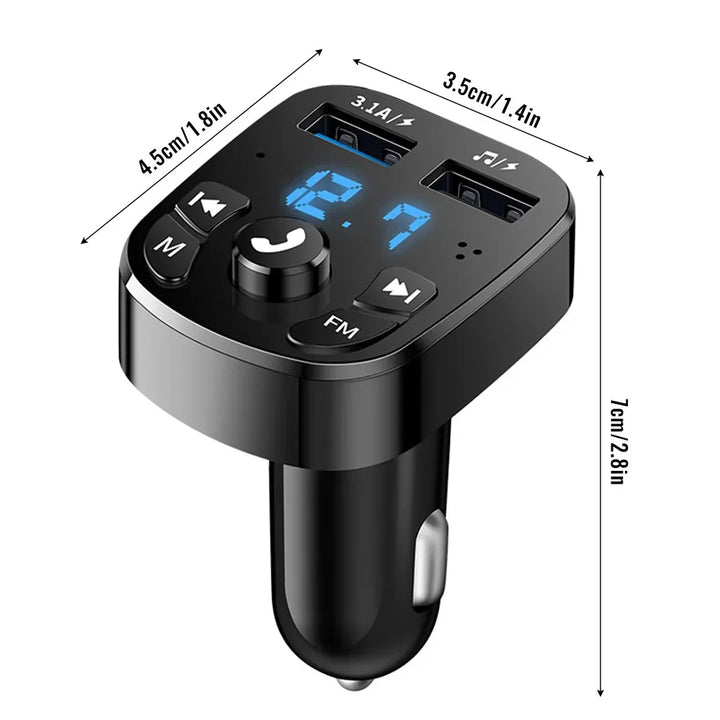 Bluetooth FM Transmitter Car Charger – Dual USB 3.1A Hands-Free MP3 Player