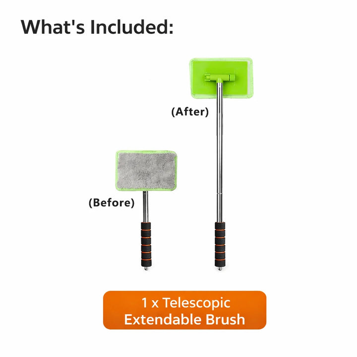 Extendable Microfiber Window Brush – Interior Windshield Glass Cleaner Car Tool