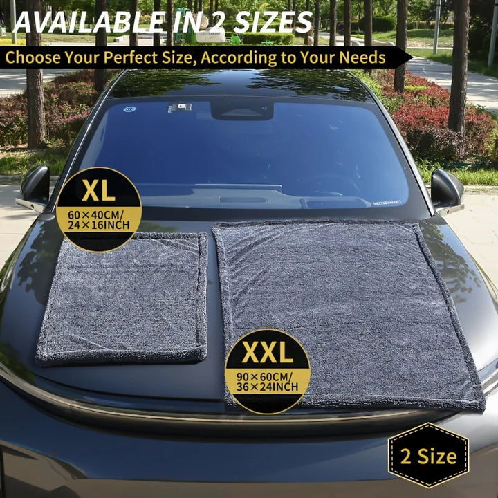 1400GSM XXL Microfiber Car Drying Towel – Twisted Loop Double-Sided Streak-Free